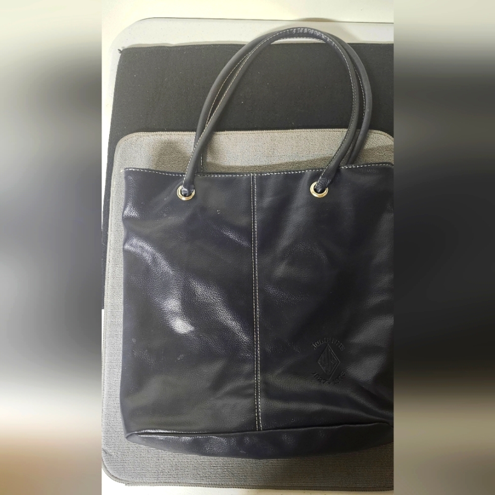 Blue Structured Tote Bag with Top Handles